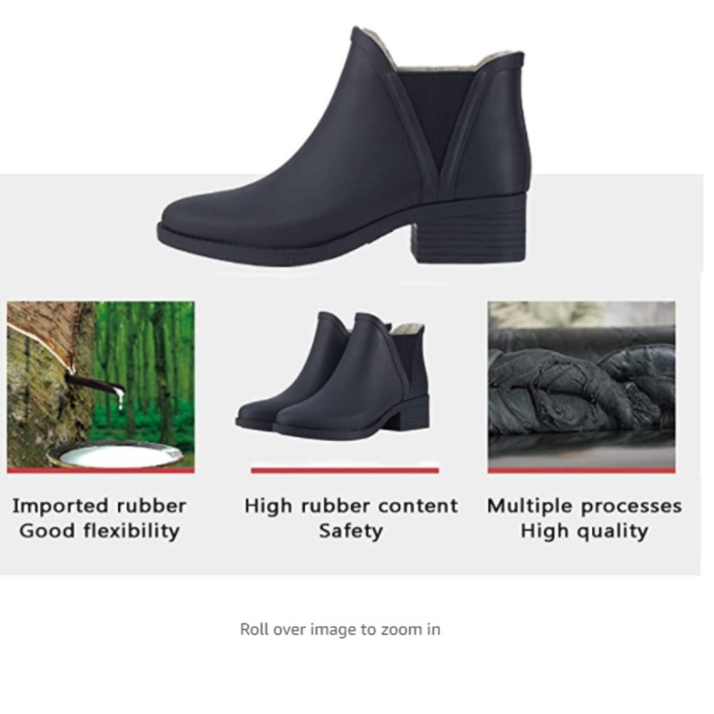 NWT Chunky Heel Rubber Rain Waterproof Winter Boot - Picture 5 of 5